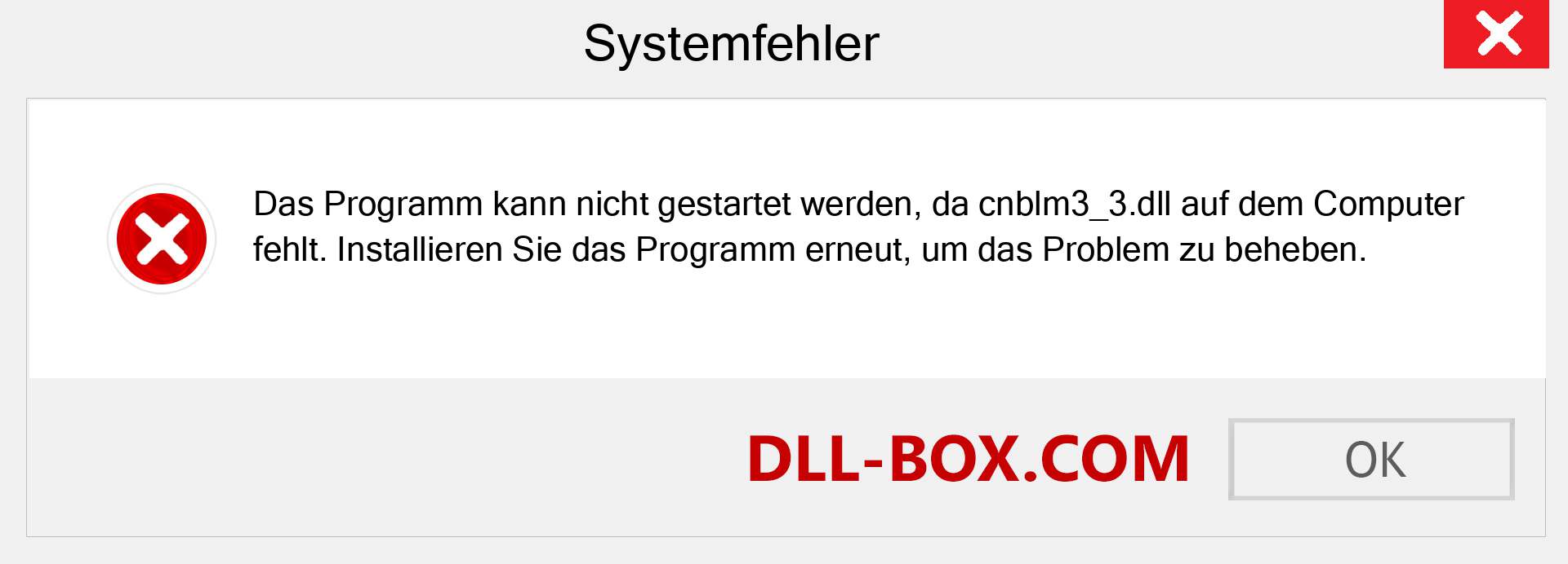 cnblm3_3.dll-Datei fehlt?. Download für Windows 7, 8, 10 - Fix cnblm3_3 dll Missing Error unter Windows, Fotos, Bildern