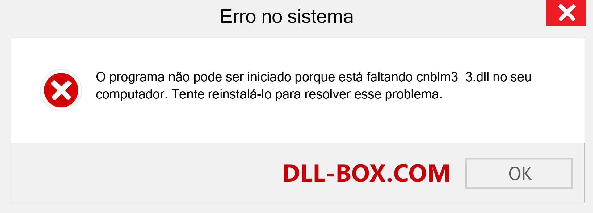 Arquivo cnblm3_3.dll ausente ?. Download para Windows 7, 8, 10 - Correção de erro ausente cnblm3_3 dll no Windows, fotos, imagens